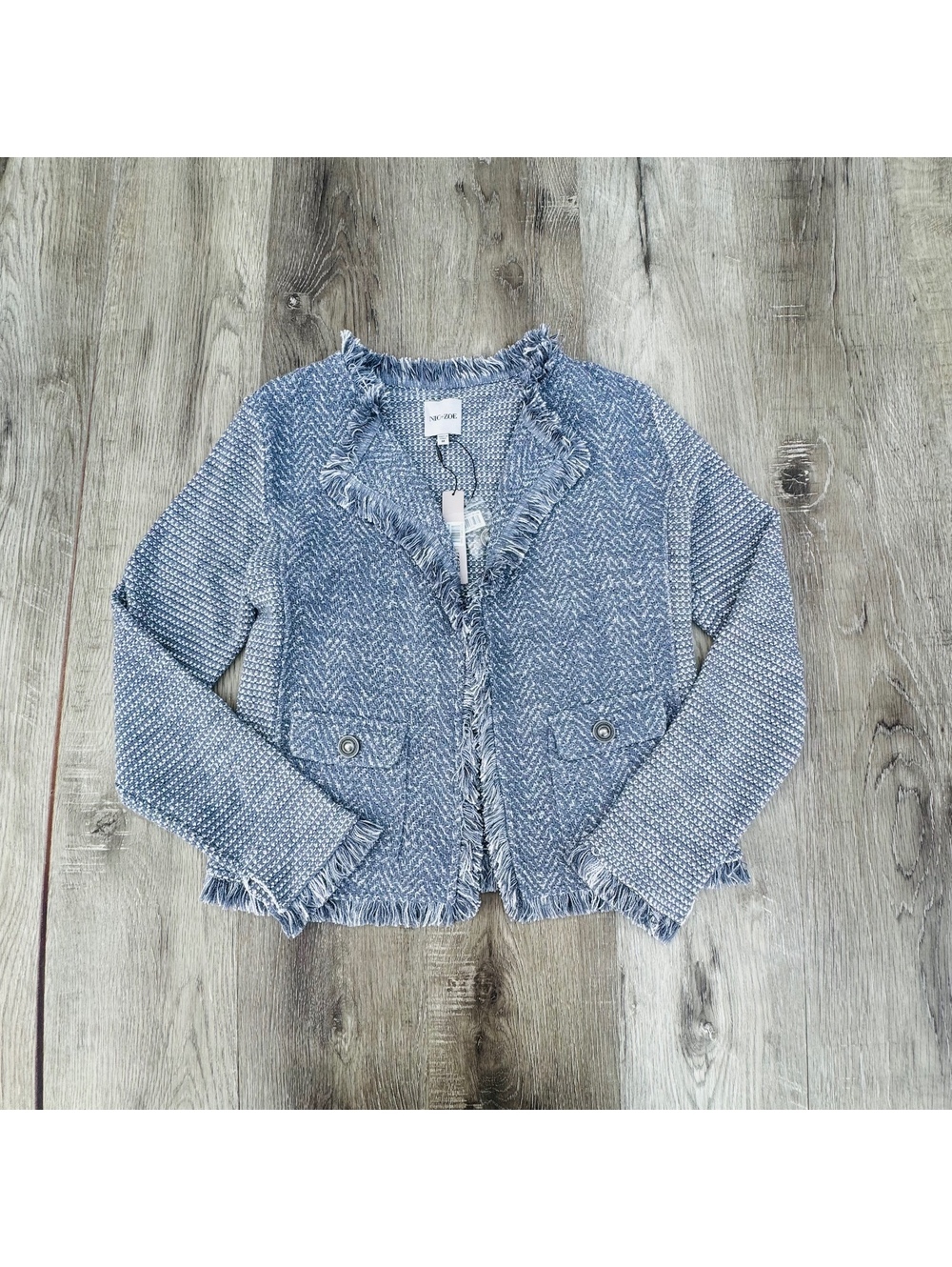 NIC+ZOE New Fringe Mix Knit Pocket Jacket size M